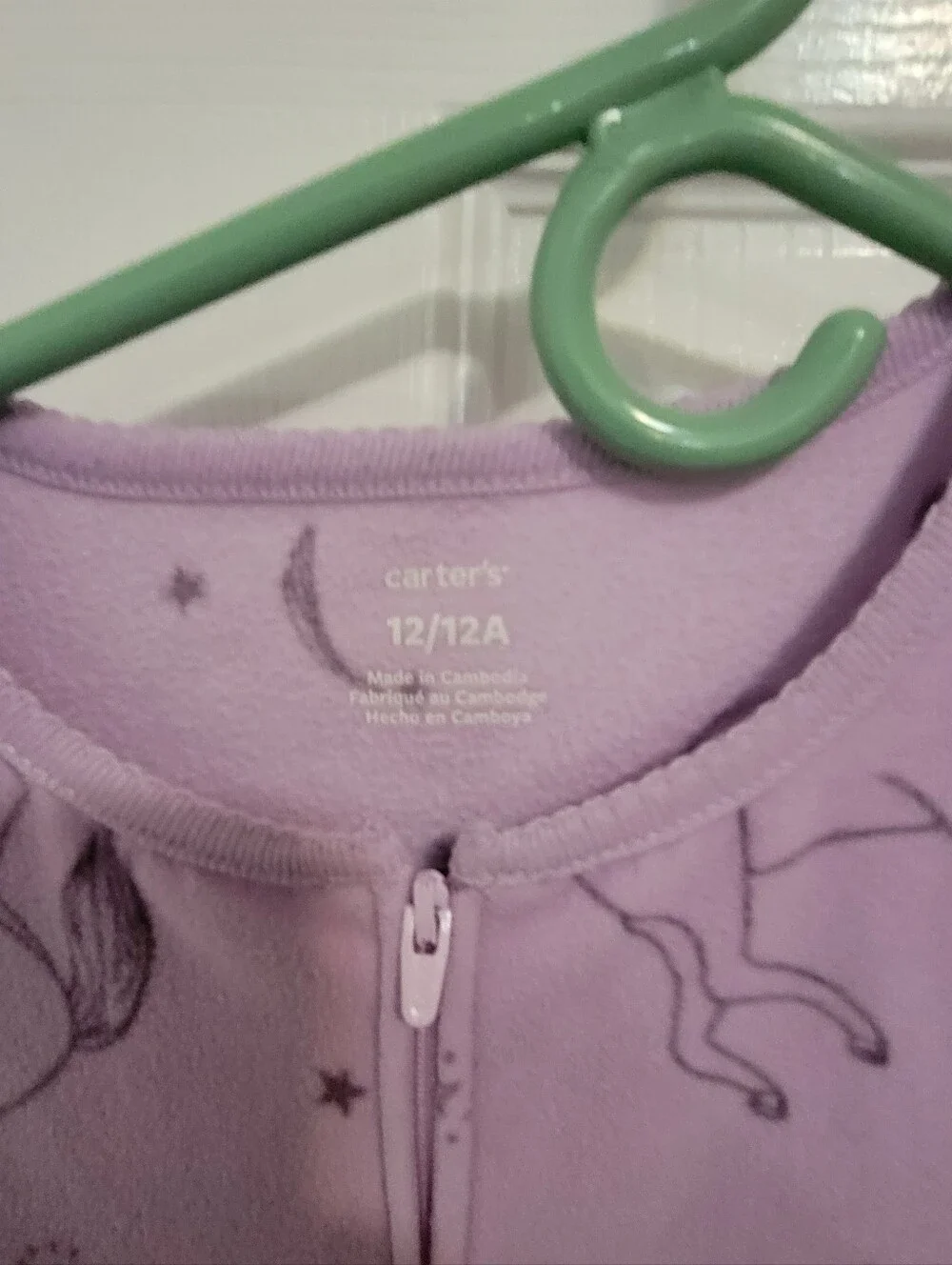 Girls Size 12 Pajama Lot Carter’s Wonder Nation Unicorn Zip-Up PJs